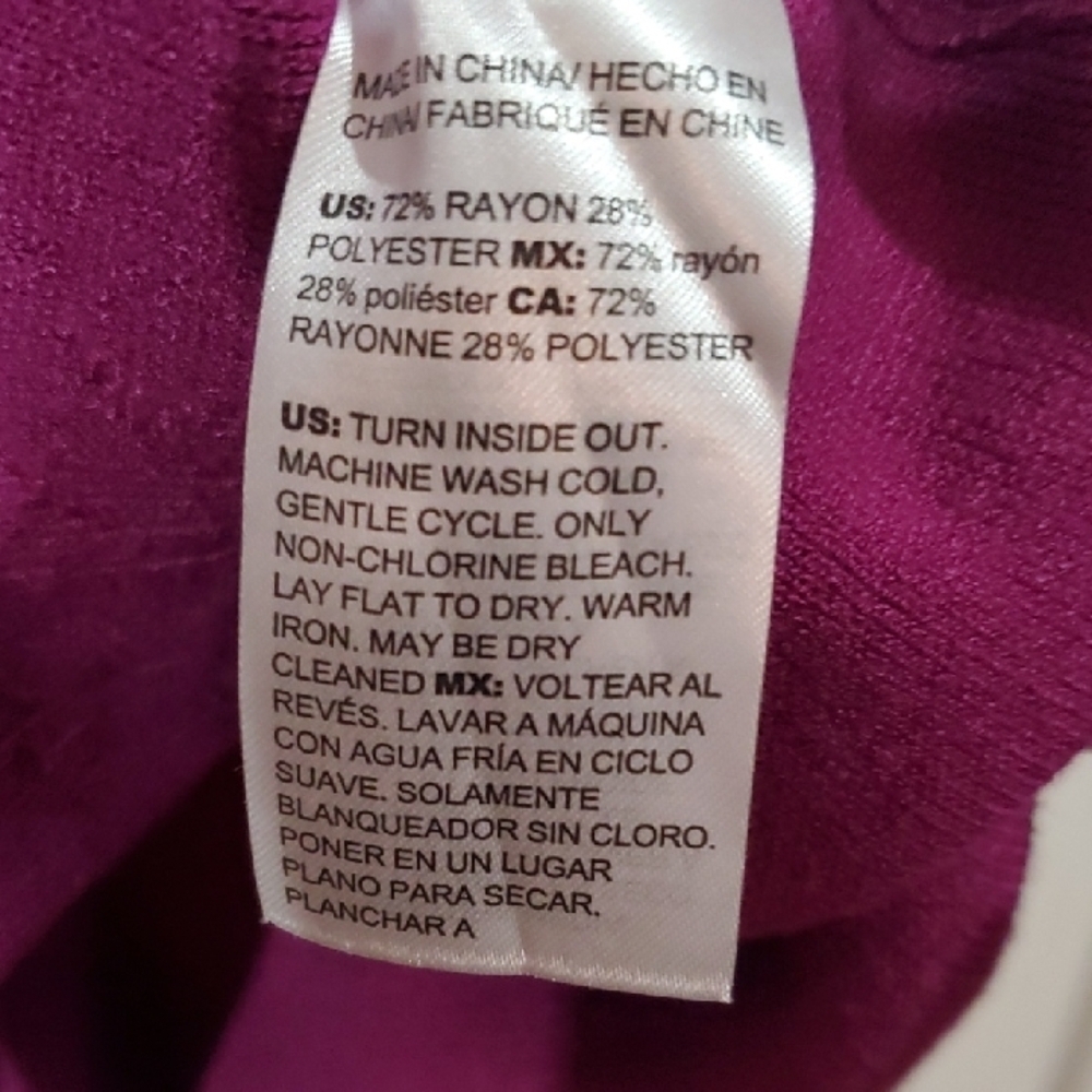 Chico's Magenta Sequin Floral Rayon Blend Blouse - Picture 3 of 8